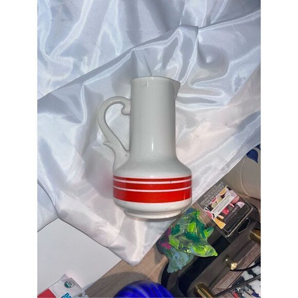 JAPAN vase spout handle red stripes Vintage - Picture 2 of 7